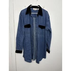Westbound Shirt Vintage Womens Extra Large Velvet Collar Button Up Chambray